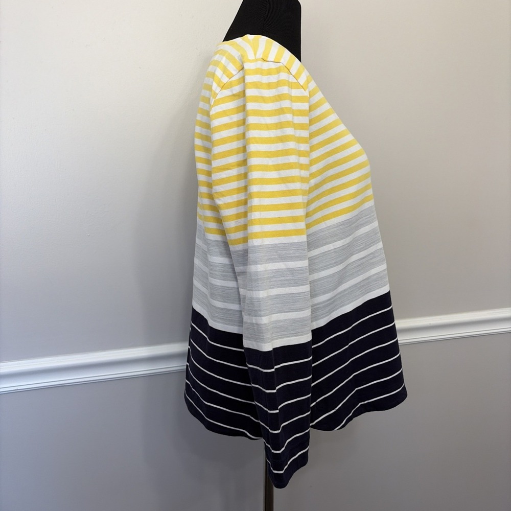 Talbots Top Women's Size XLP Cotton Blend Striped Colorblock Long Sleeve Tee - Picture 3 of 8
